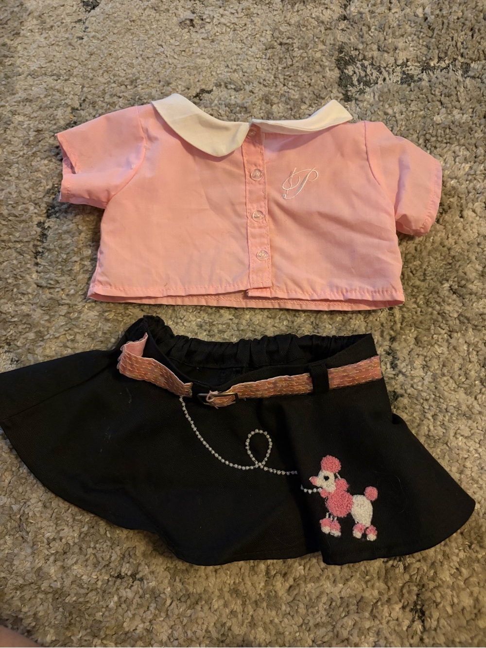 Build-A-Bear Pink & Black Poodle Skirt Outfit